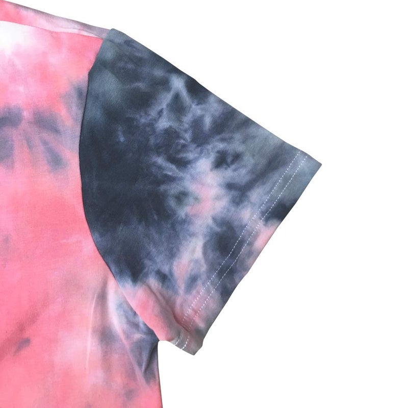 YITAN Women Casual Tie Dye Printed Tee Shirts Grey Red X-Large - Image 2